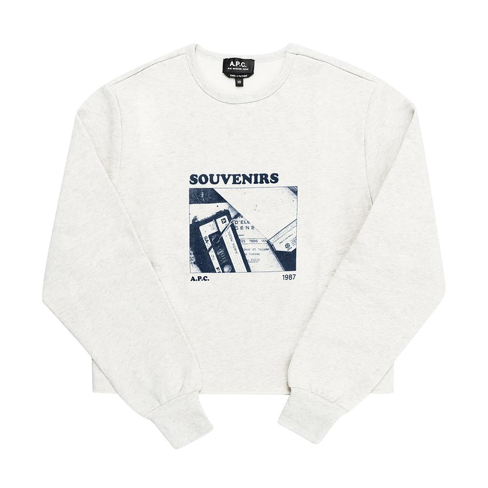 A.P.C. Cassette Graphic Crewneck Sweatshirt for COHBP F27953 PAA HEATHERED ECRU