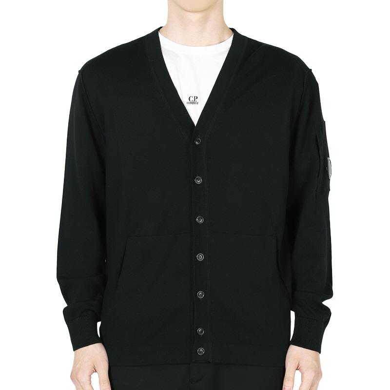 CP Company Lens Patch Cardigan Black Men’s Knit 18CMKN076A 004037A 999