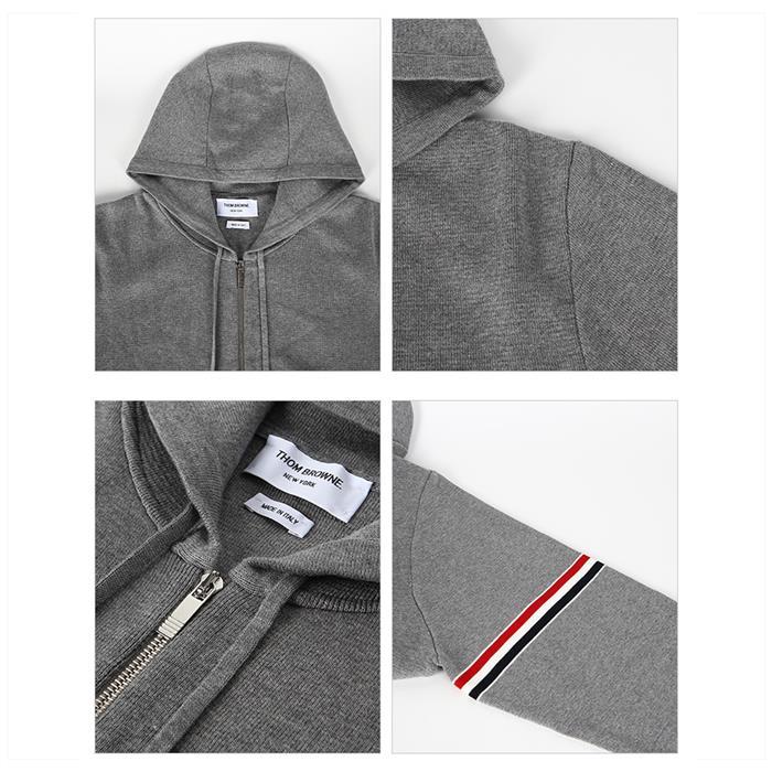 THOM BROWNE Armband Zip Hoodie Gray Men’s Sweatshirt