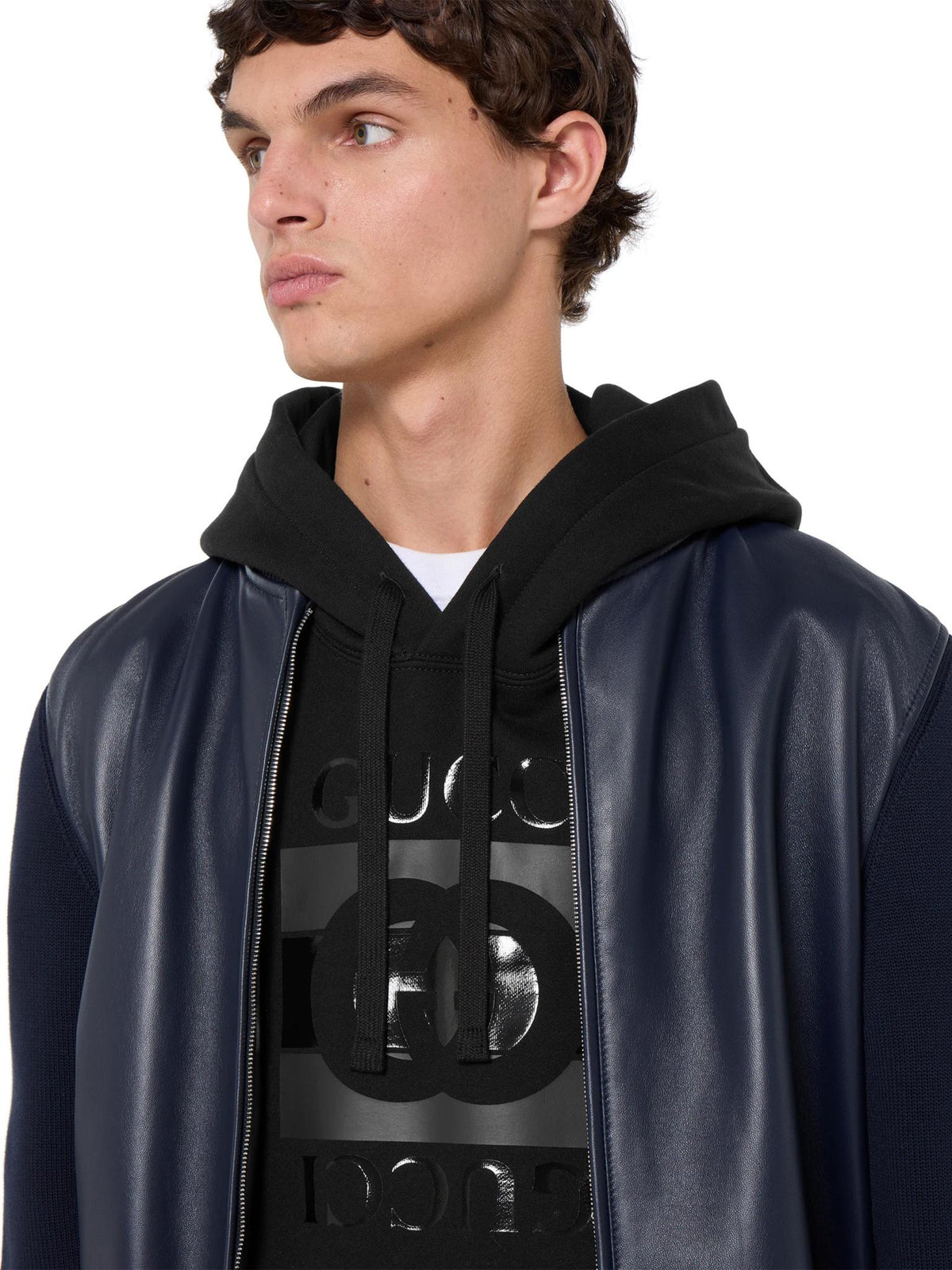 GUCCI Logo Print Cotton Hoodie Sweatshirt for Men