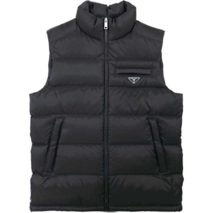 PRADA Black Re-Nylon Puffer Vest Jacket with Triangle Logo