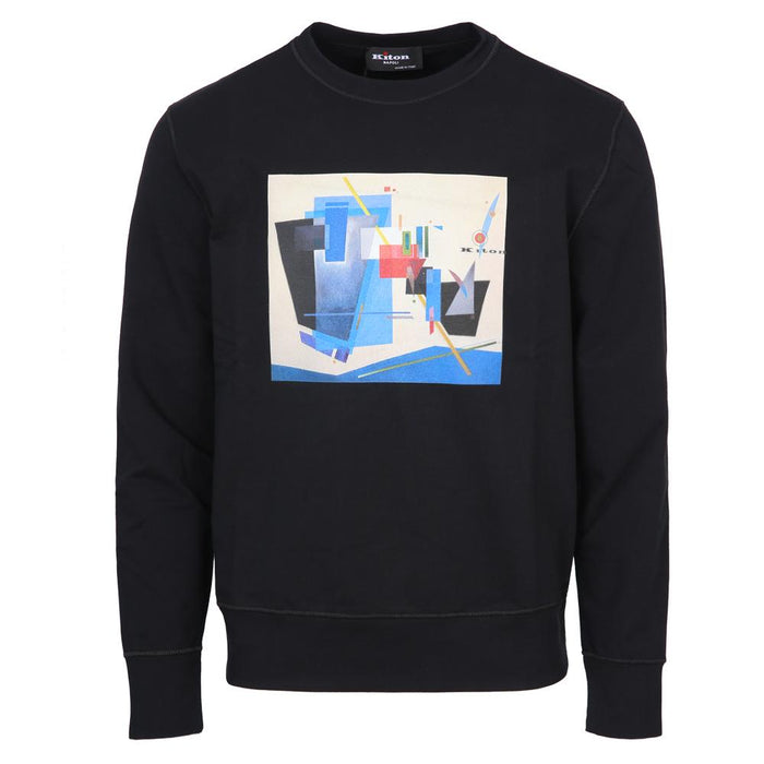 Kiton Geometric Print Black Sweatshirt 23SS UMK0265 BLACK