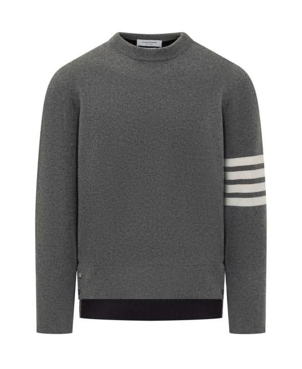 THOM BROWNE Merino Wool 2-in-1 Half 4-Bar Pullover Crewneck Sweater