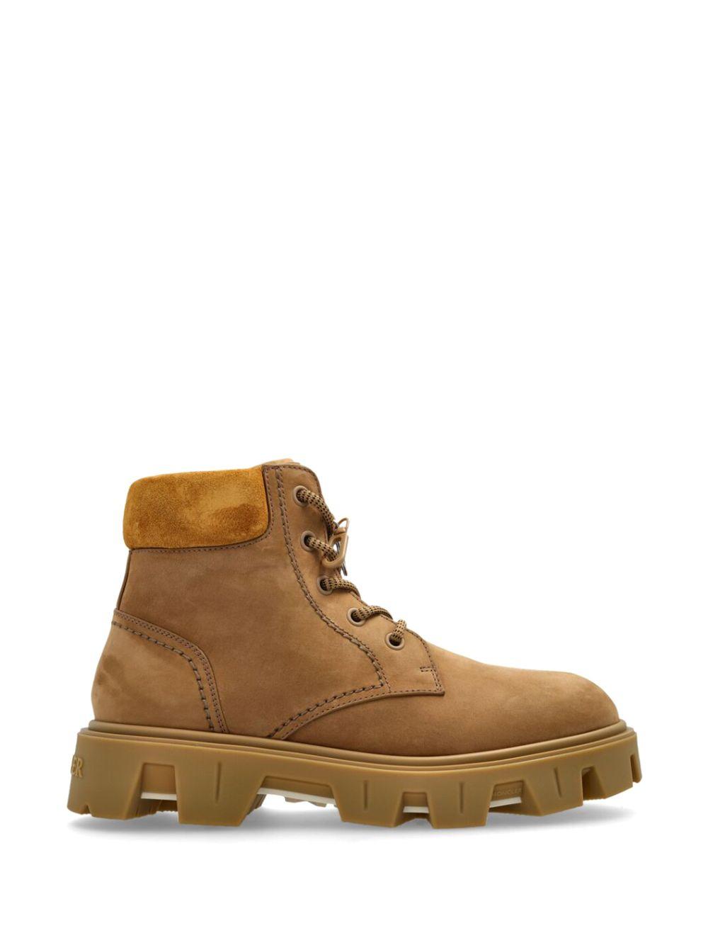 Moncler Black Leather Ankle Lace-Up Boots