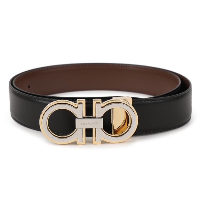 Ferragamo Reversible Gancini Leather Belt Black Brown Men’s 67 A254 011