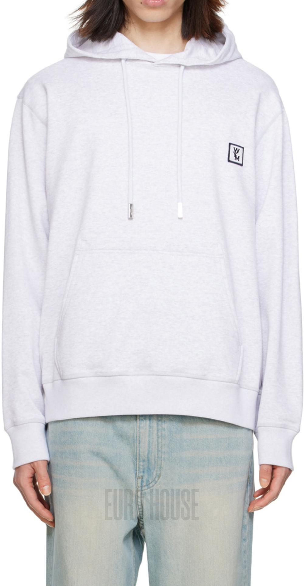 WOOYOUNGMI Gray Cotton Back Logo Hoodie W241TS37737G