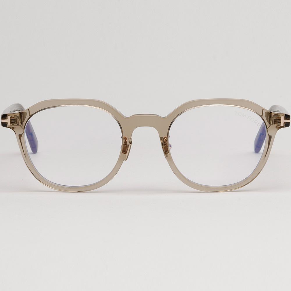 TOM FORD Blue Light Blocking Clear Brown Round Acetate Eyeglasses U TF6011KB 045