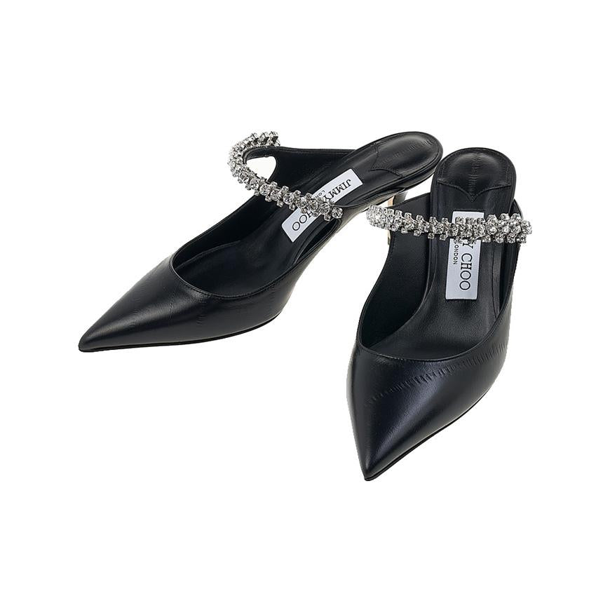 Jimmy Choo Bing Crystal Strap Mule Slides for Women BING 65 EBK BLACK 1