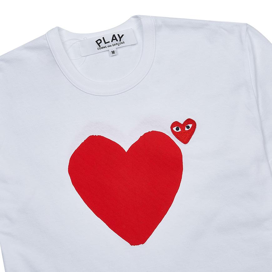 Comme des Garcons Unisex Heart Print T-Shirt AX T222 051 WHITE