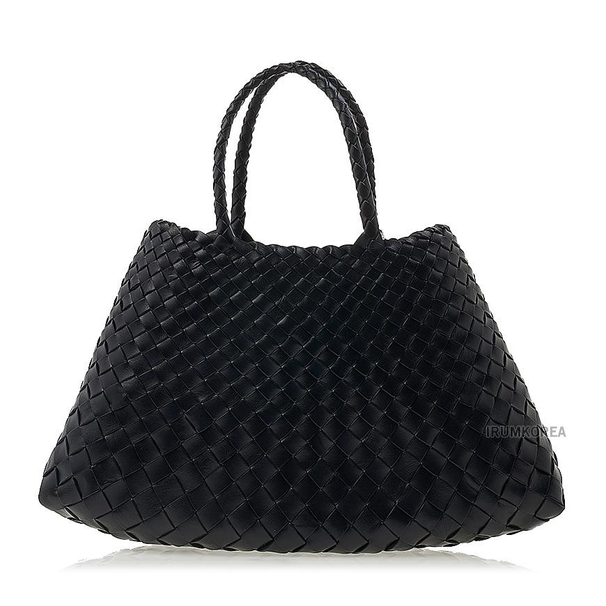 Dragon Diffusion Women's Santa Croce Small Woven Leather Tote Bag 8893 BLACK