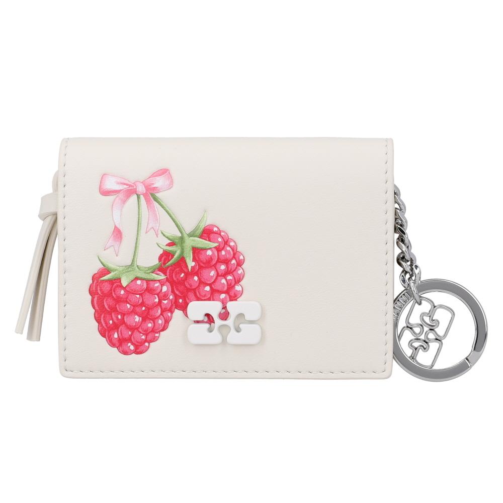 GANNI Raspberry Logo Bow Flap Women’s Cardholder Wallet B3010256 135