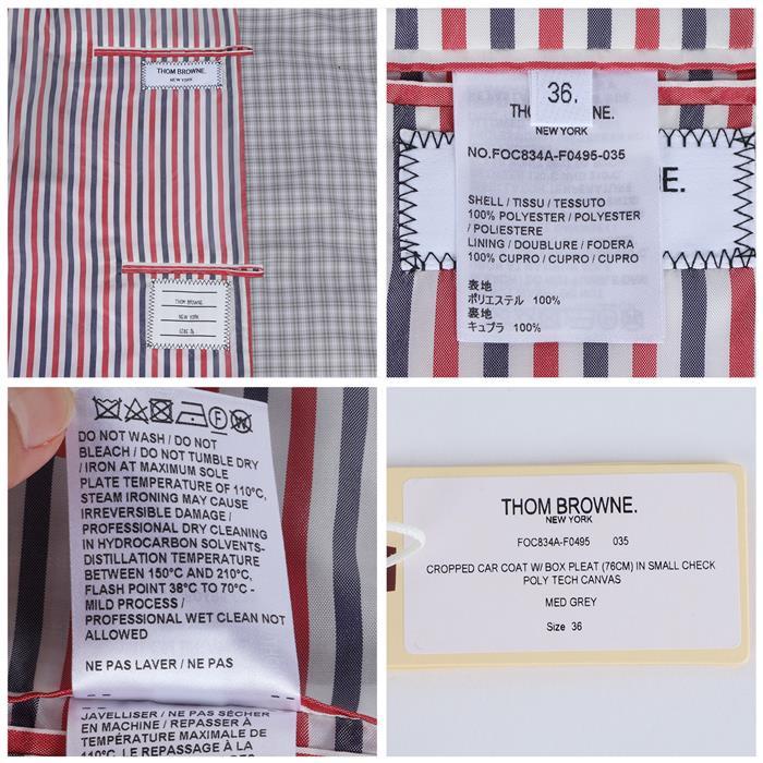 THOM BROWNE Check Tech Canvas Cropped Car Coat FOC834A F0495 035