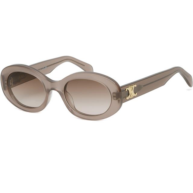CELINE Triomphe Oval Acetate Sunglasses Brown Unisex