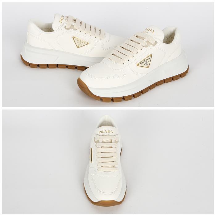 PRADA Leather Low-Top Sneakers White
