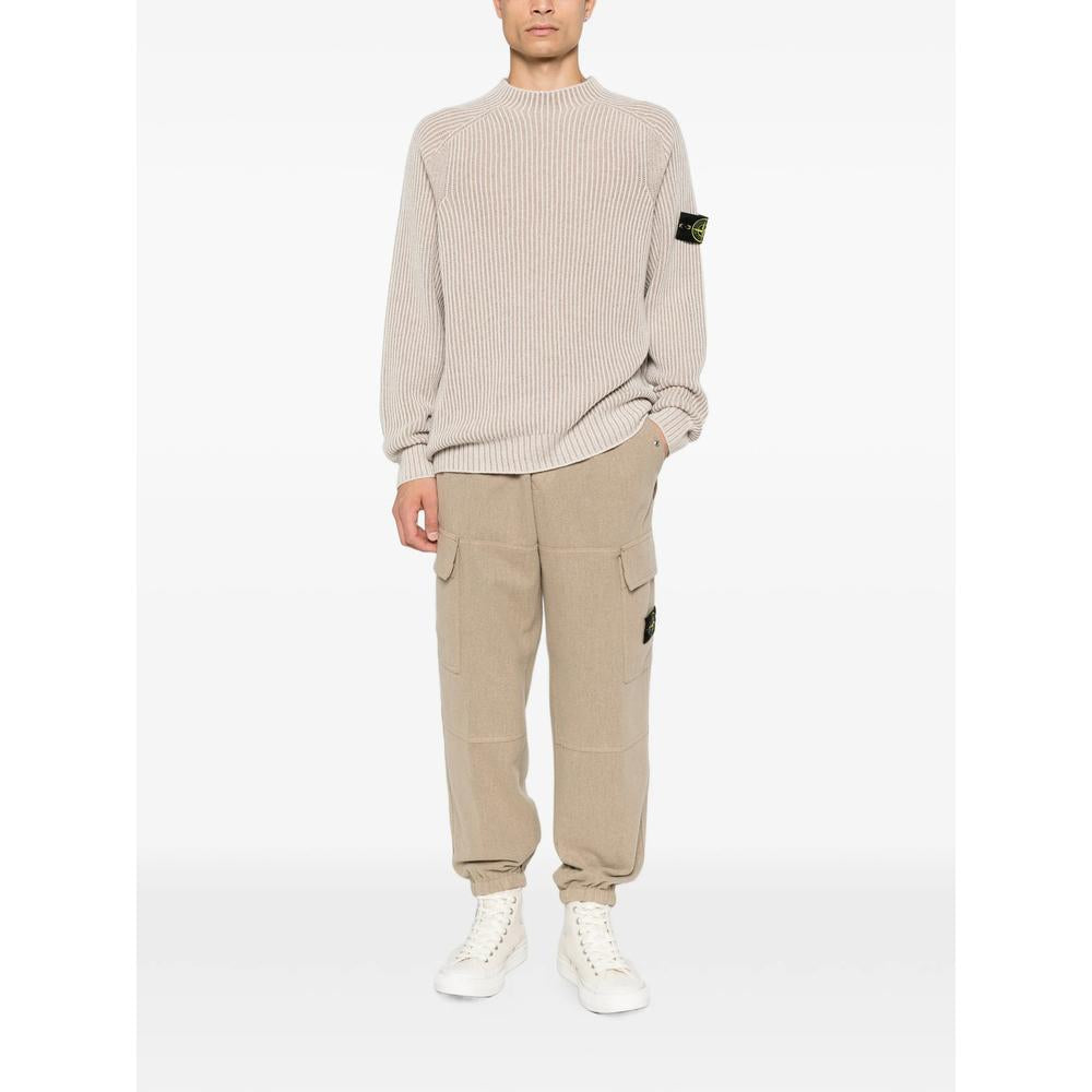 STONE ISLAND Grey Wool Round Neck Knit Sweater