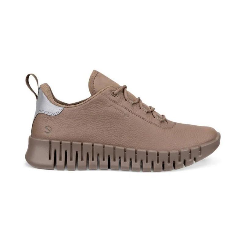 ecco Groove Women’s Leather Low-Top Sneakers Gray
