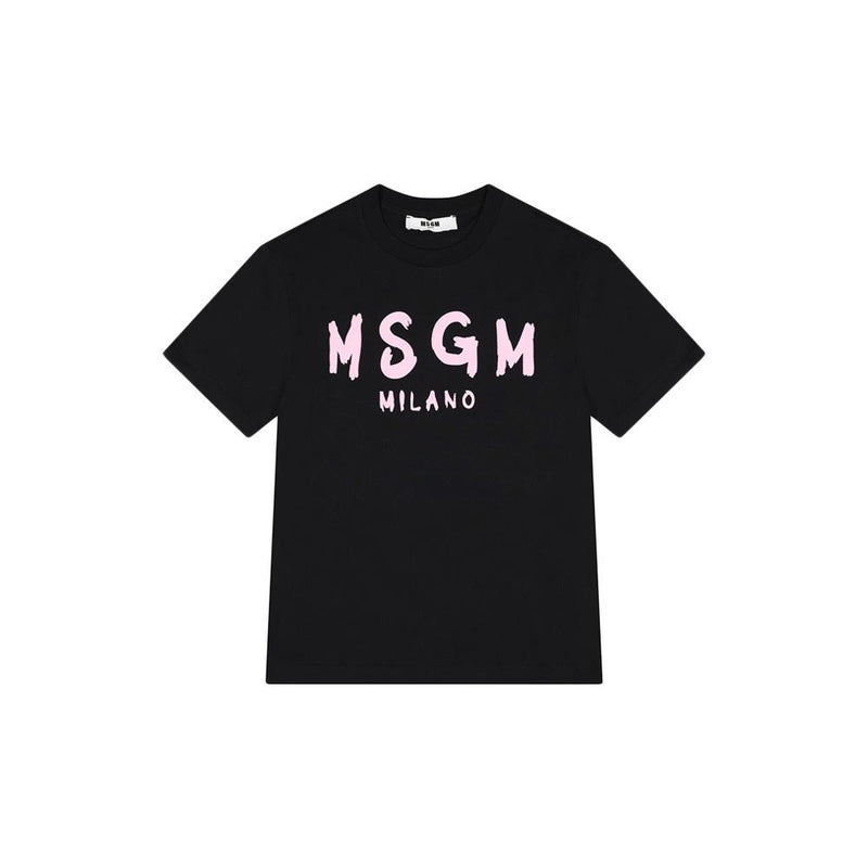 MSGM Kids Women Logo Print Short Sleeve T-Shirt Black Pink F6MSJUTH010 MS092