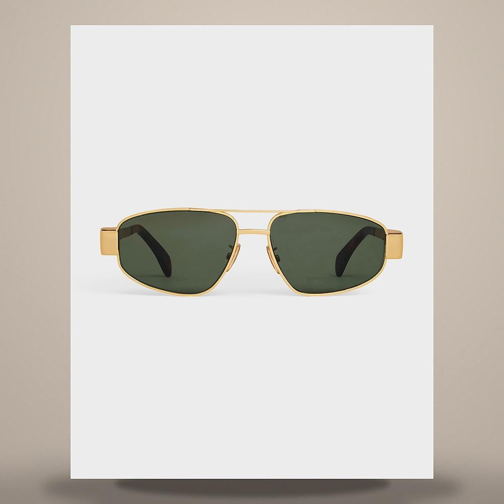 CELINE Triomphe 03 Metal Gold Green Sunglasses