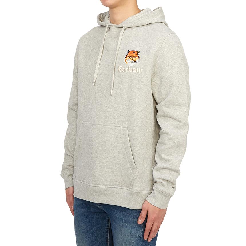 Maison Kitsune Barber Collaboration Fleece Hoodie Unisex Gray