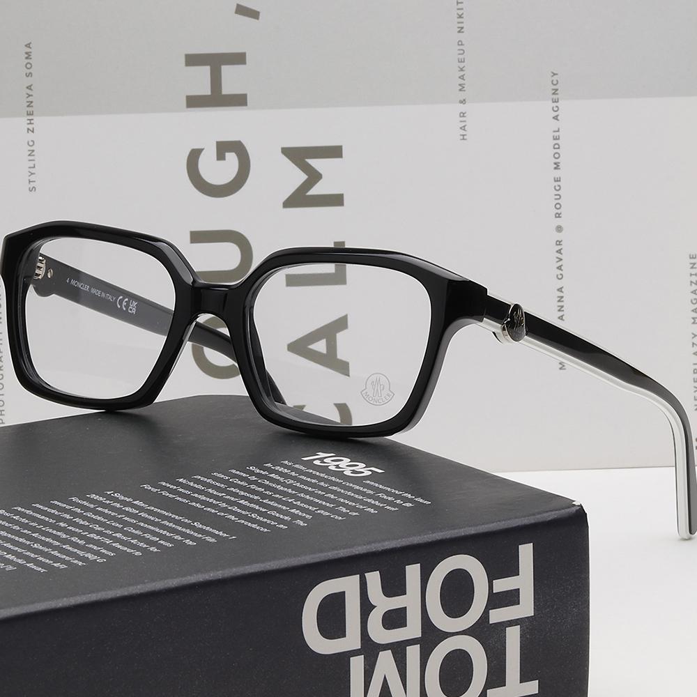 Moncler Black Acetate Square Unisex Eyeglass Frames ML5181 001