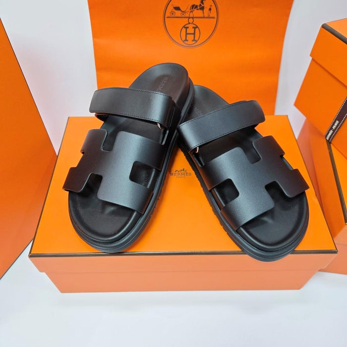 HERMES Women’s Chypre Sandals Black Noir Strap Sandals