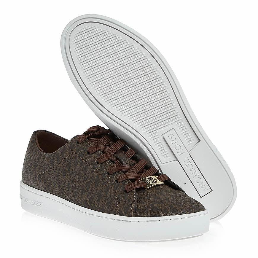 Michael Kors Keaton Lace-Up Sneakers Brown Monogram Low-Top Women’s
