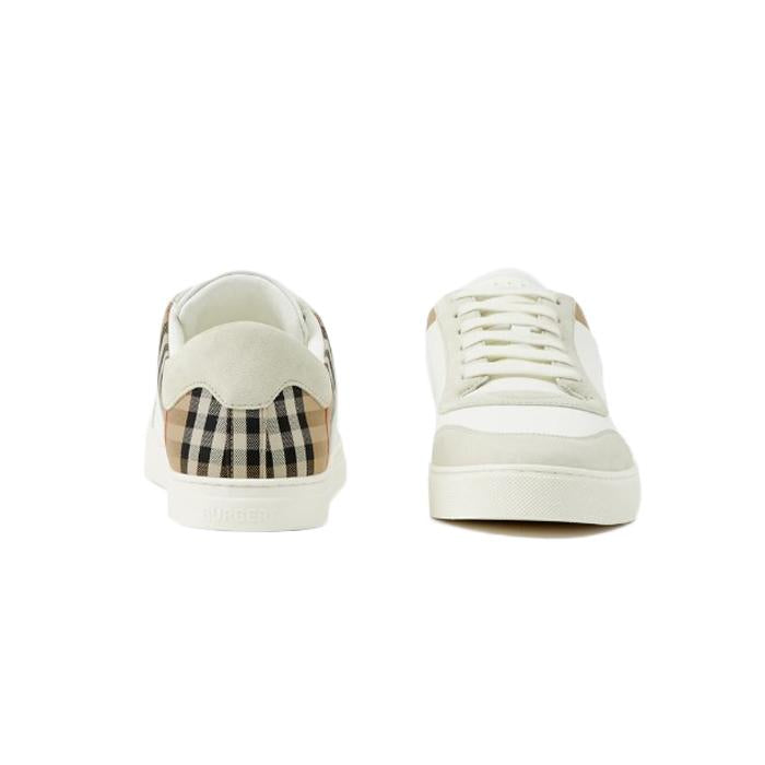 BURBERRY Leather Suede Check Low-Top Sneakers