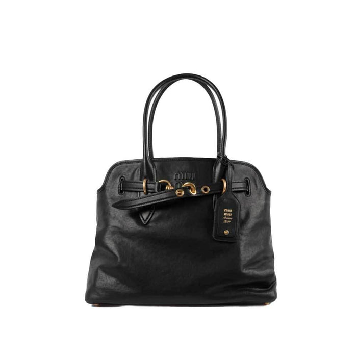 Miu Miu Avantgarde Nappa Leather Tote Bag Black