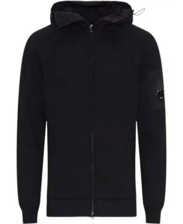 CP Company Cotton Mixed Hooded Knit Sweatshirt Black