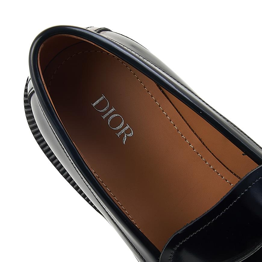 DIOR MEN Black Leather Carlo Loafers