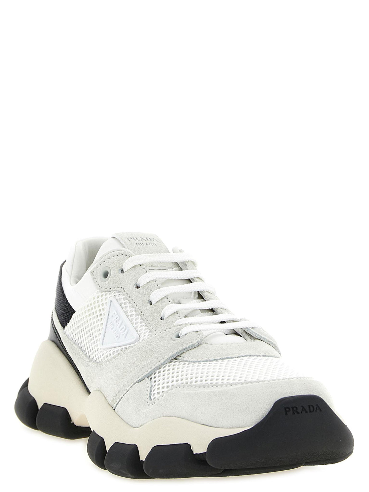 PRADA Black Leather Low Top Sneakers