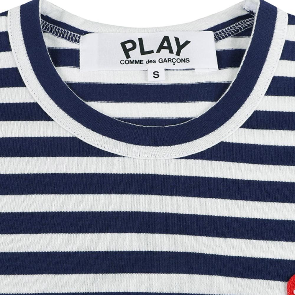 Comme des Garcons Red Heart Patch Stripe T-Shirt Men’s AZ T010 051 1