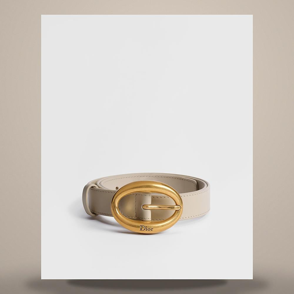 DIOR Smooth Calfskin Leather Belt 25mm Cre Legend B1038CGBJ M79U
