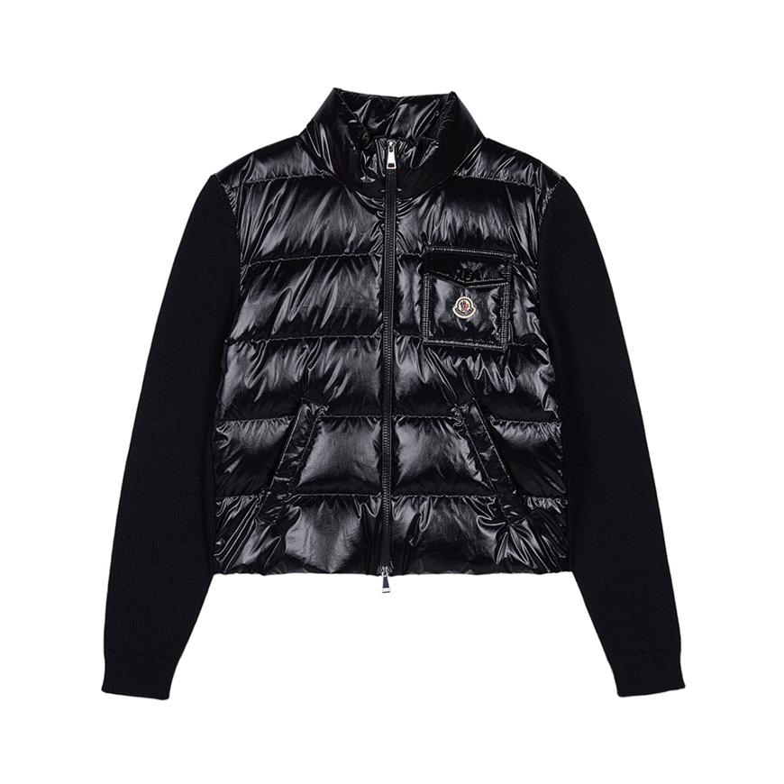 Moncler Women’s Padded Mix Zip-Up Cardigan Jacket Black
