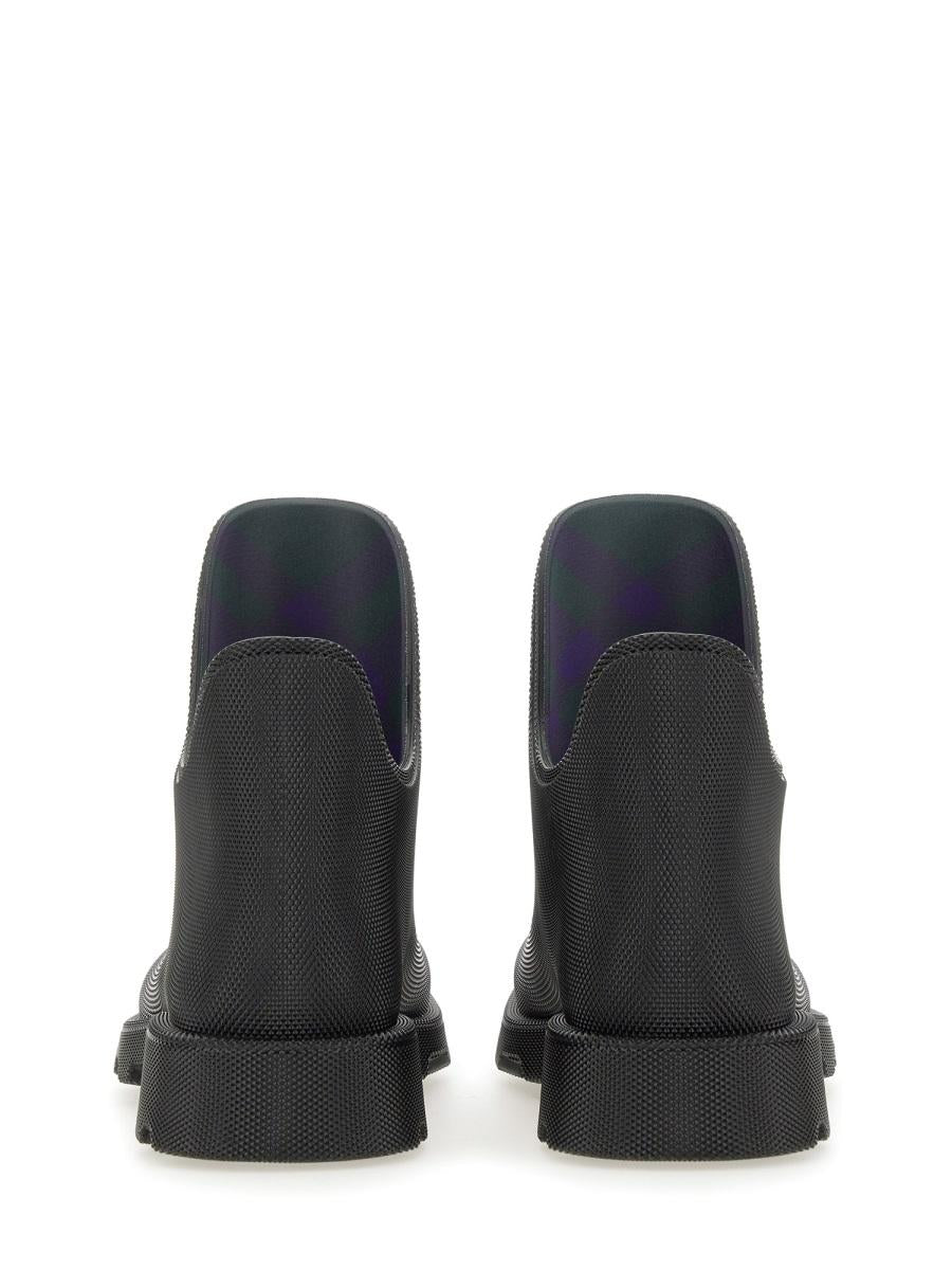 BURBERRY Black Leather Mid Boots for Men