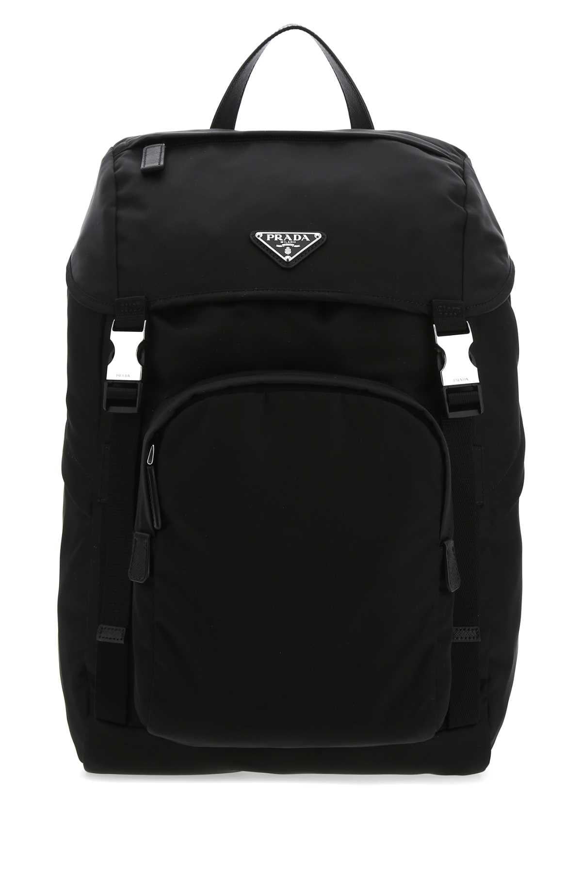 PRADA Black Nylon Leather Trim Backpack