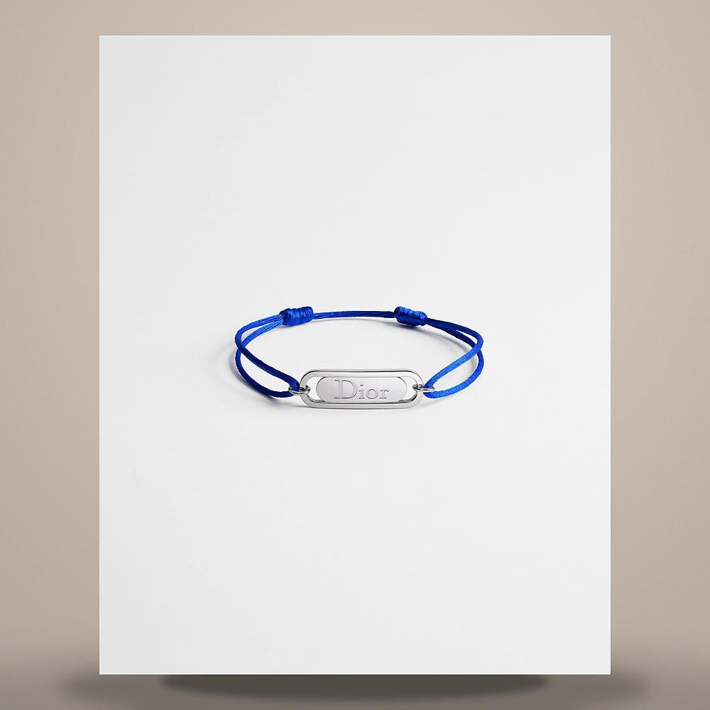 DIOR Blue Cord Dior Link Bracelet Silver-Finish Brass B3371HOMMT D458