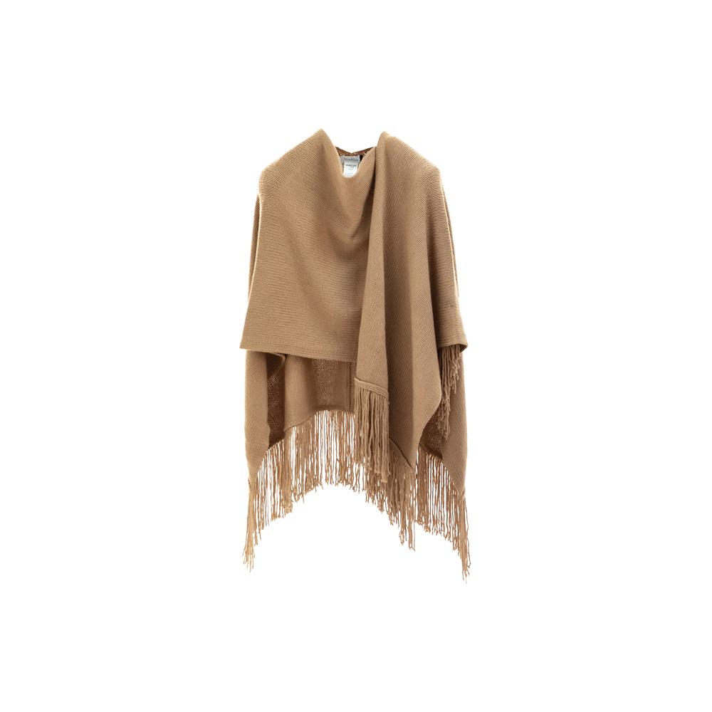 Max Mara Fringe Cape Camel Wool Coat 262474 6032