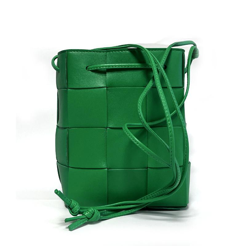 Bottega Veneta Cassette Small Bucket Shoulder Bag Leather Green