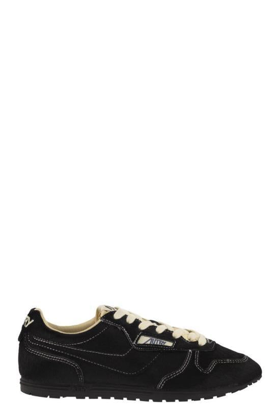 AUTRY Black Leather WINDSPIN Low-Top Sneakers for Women