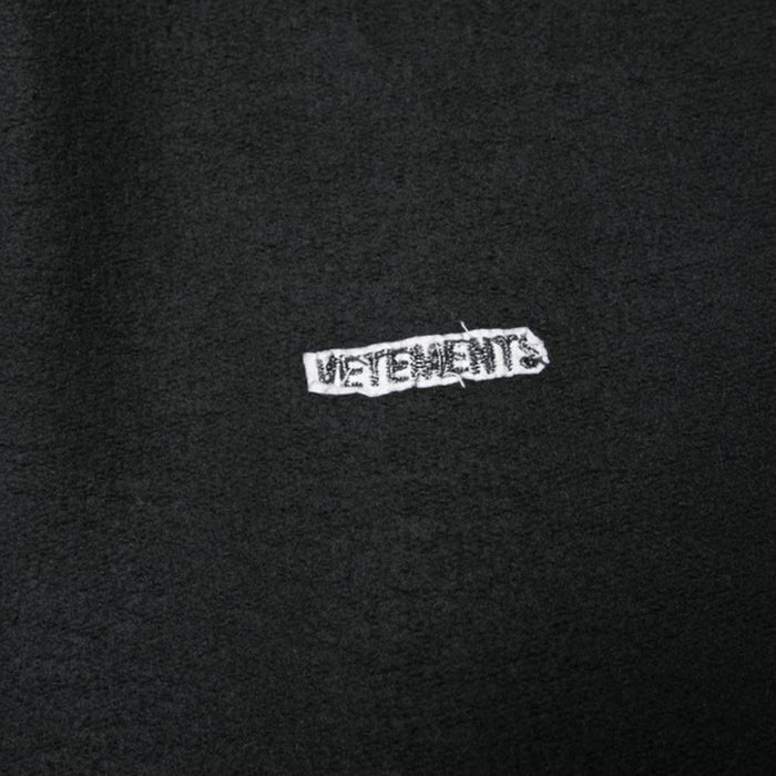 Vetements Black Back Patch Logo Hoodie Men’s Cotton Pullover Hooded Sweatshirt