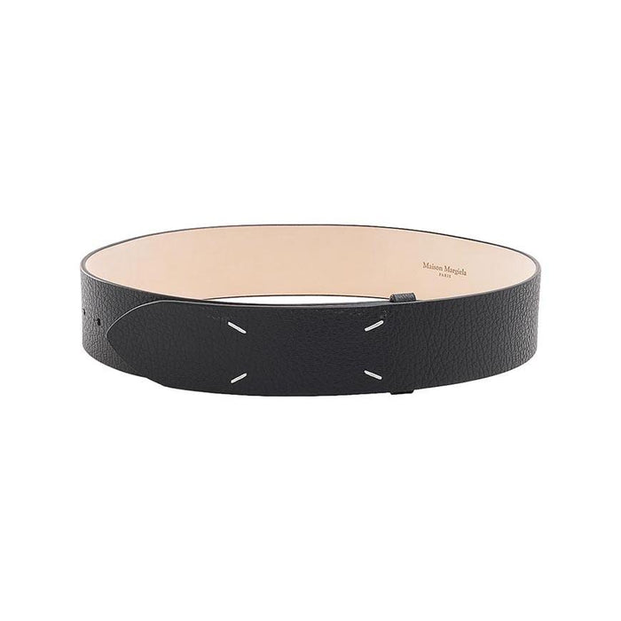 Maison Margiela Black Leather Four-Stitch Unisex Belt