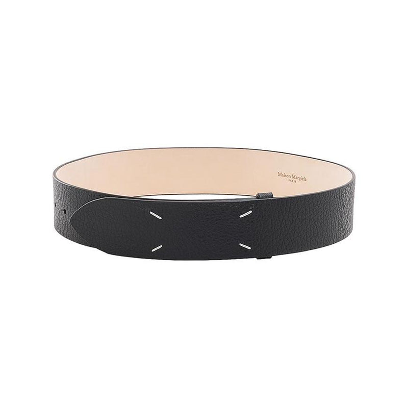 Maison Margiela Black Leather Four-Stitch Unisex Belt