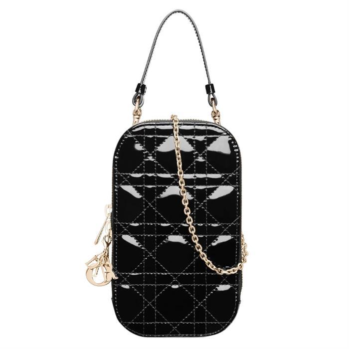 DIOR Lady Dior Call In Dior Phone Holder Black Shoulder Bag