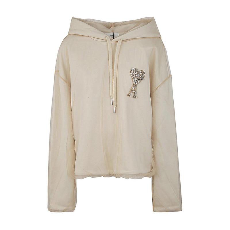 AMI Crystal Heart Ivory Hoodie USW221 PA0018 268