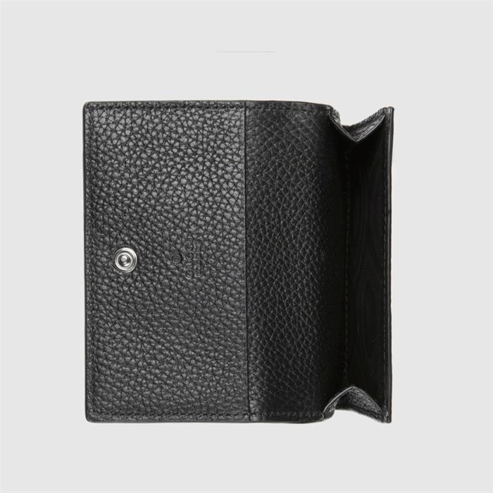 GUCCI Logo Card Case Long Wallet Black Leather