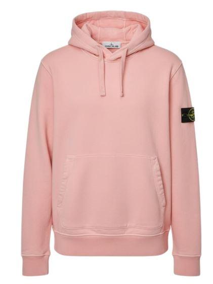STONE ISLAND Woven Patch Logo Light Pink Cotton Hoodie for Men