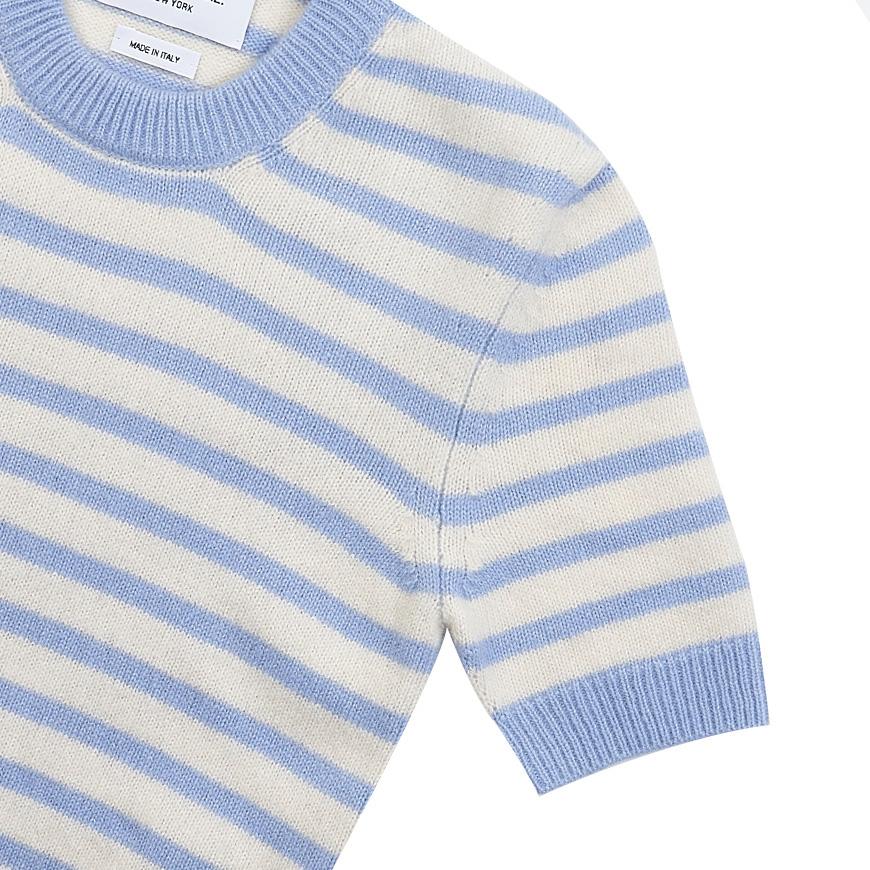 THOM BROWNE Women’s Stripe Jersey Stitch Short Sleeve Knit Sweater