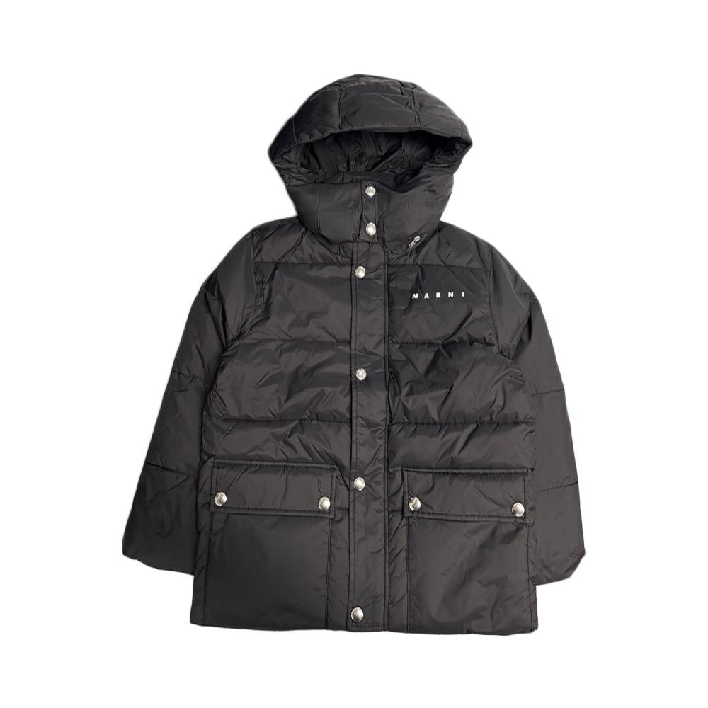Marni Kids Women’s Logo Hooded Puffer Jacket Black