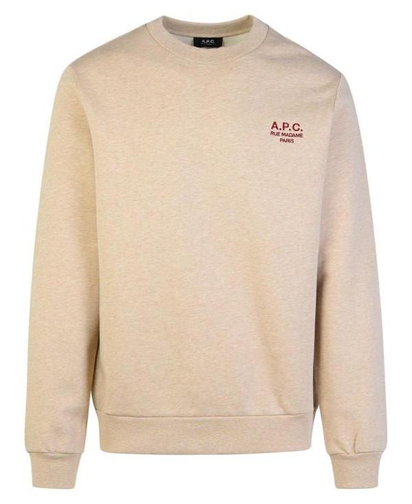 A.P.C. RUE MADAME Standard Logo Sweatshirt Men’s Top Beige Cotton